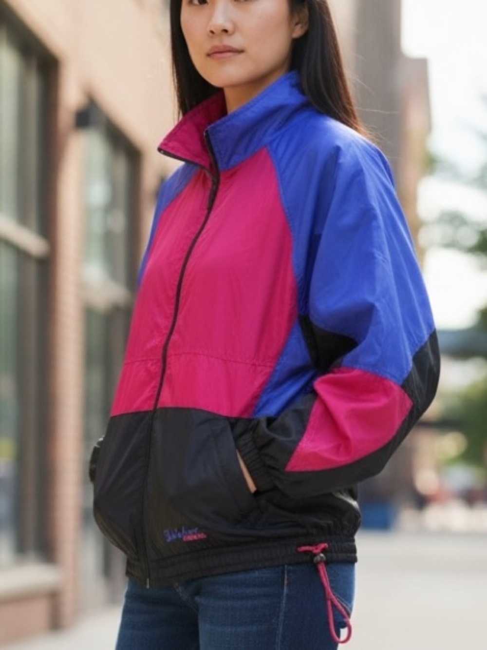 Brooks Vintage Bodyline 90s Colourful Retro Athletic Zip WindbreakerJacket SzM/L